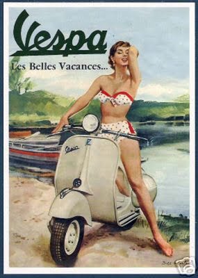 Publicité Vespa vintage : Les belles vacances