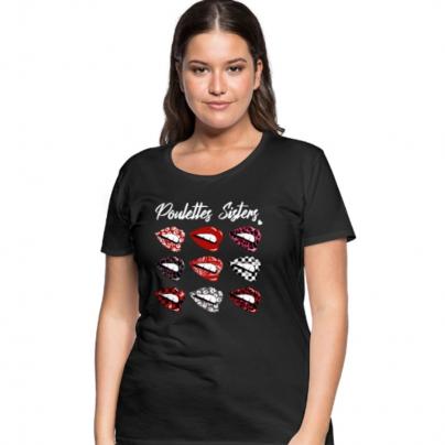 T-Shirts T-shirt femme, manches courtes, col rond "Hell Lips" - noir