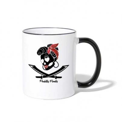 Mugs & Gourdes Mug bicolore "Poulettes Pirates" Blanc-noir