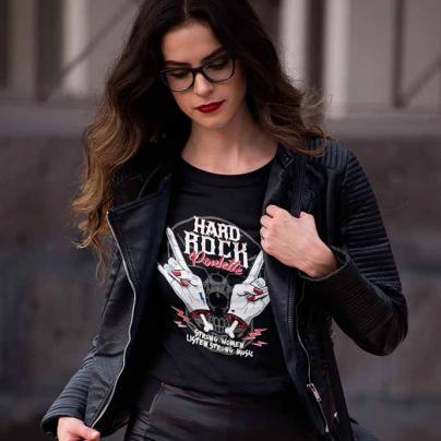 T-Shirts T-shirt femme, manches courtes, col rond "Hard Rock Poulette" Noir