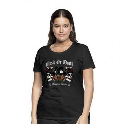 T-Shirts T-shirt Femme, manches courtes, col rond "Music or Death" Noir