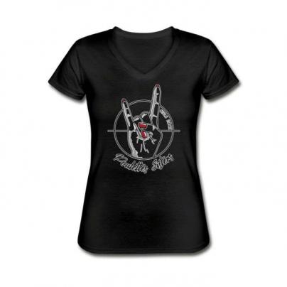T-Shirts T-shirt femme, manches courtes et col V "Hell Yeah hand" noir