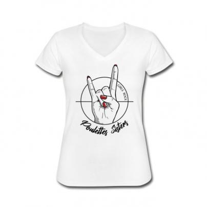 T-Shirts T-shirt femme, manches courtes et col V "Hell Yeah hand" blanc