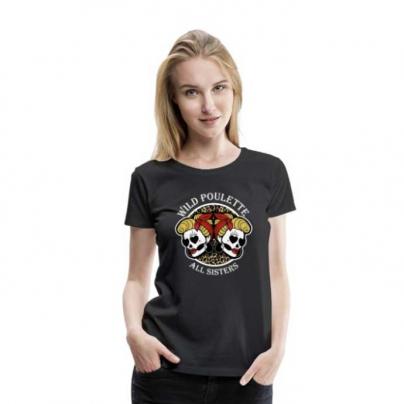 T-Shirts T-shirt femme, manches courtes et col rond "Wild Poulette" noir