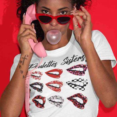 T-Shirts T-shirt femme, manches courtes, col rond "Hell Lips" - blanc
