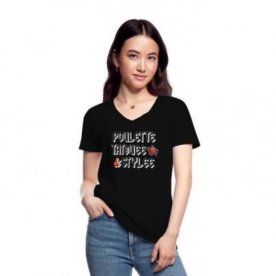 T-Shirts T-shirt Femme, manches courtes, col V "Tatouée et stylée" Noir
