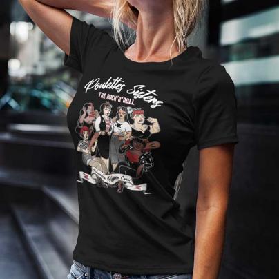 T-Shirts T-shirt Femme, manches courtes, col rond "Poulette Crew" collab Bidule Von Machin Noir