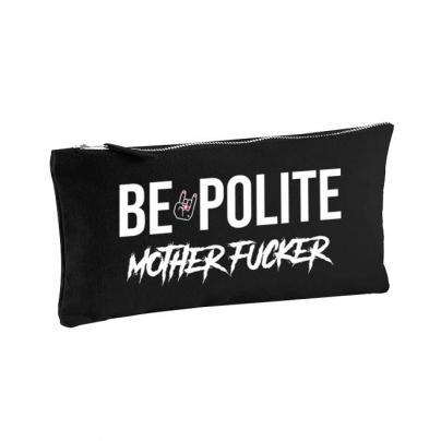 Sacs & Pochettes Pochette zippée en coton small - imprimée "Be Polite Motherfucker" noire.