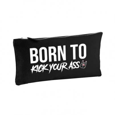 Sacs & Pochettes Pochette zippée en coton small - imprimée "Born to Kick Your Ass" noire.