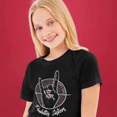 Enfant : Les Mini Poulettes T-shirt col rond, manches courtes, enfant "Hell Yeah Leo" Noir