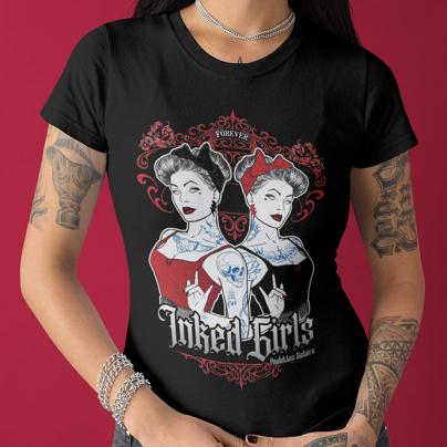 T-Shirts T-shirt Femme, manches courtes, col rond "Forever Inked Girl" noir